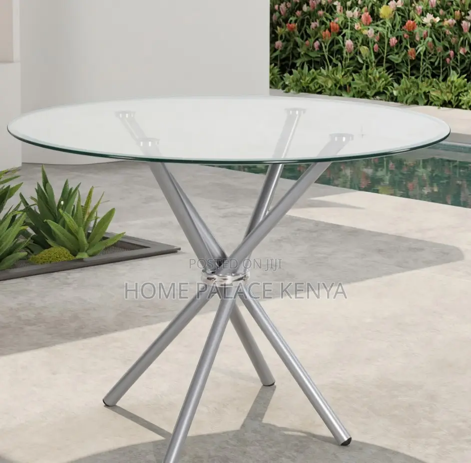 Glass Table: Round Transparent Tempered Glass Dining Table