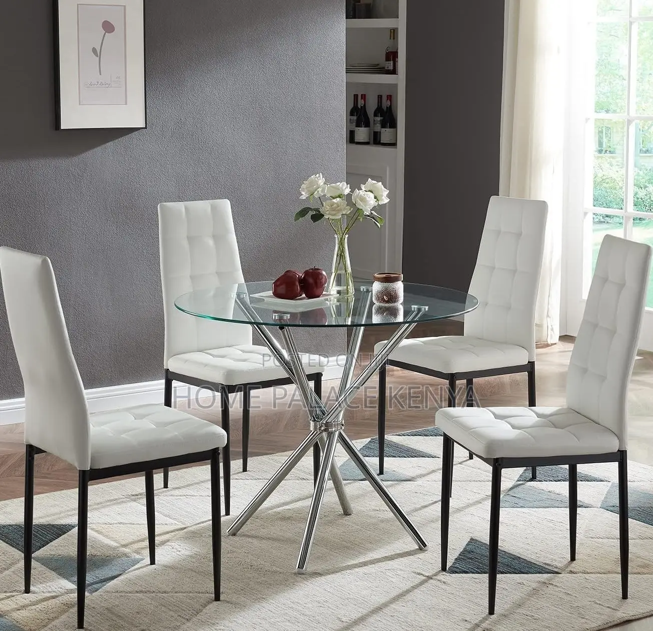 Glass Table: Round Transparent Tempered Glass Dining Table