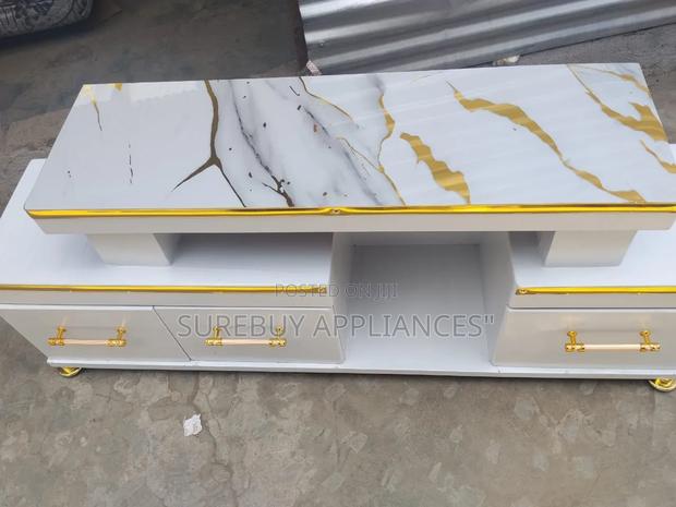 White Marble Style Living Room Tv Stand