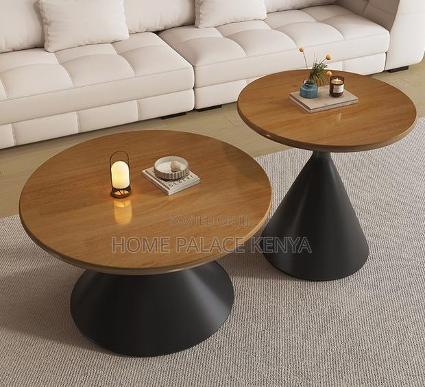 Centre Table: Wooden Top Nesting Tables With Metallic Base - thumbnail 3