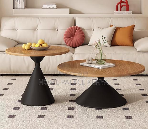 Centre Table: Wooden Top Nesting Tables With Metallic Base - thumbnail 4