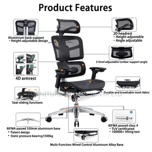 Ergonomic Full Mesh Armchair With Footrest