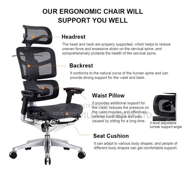 Ergonomic Full Mesh Armchair With Footrest - thumbnail 6
