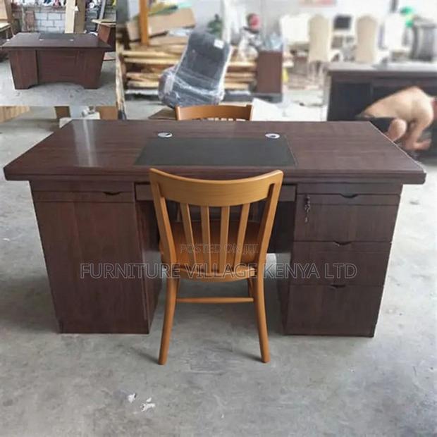 1200mm Mahogany Fixed Work Office Desk With Drawers - thumbnail 2