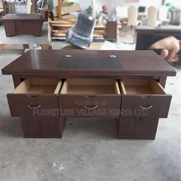 1200mm Mahogany Fixed Work Office Desk With Drawers - thumbnail 3