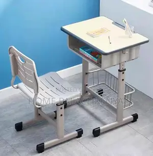 School Set: Height Adjustable Student Desk and Chair With Storage