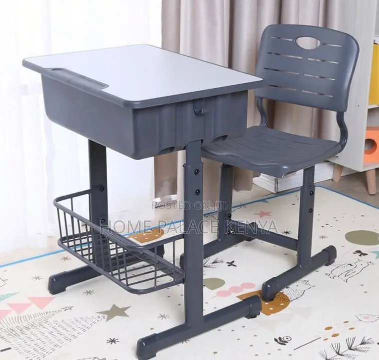 School Set: Height Adjustable Student Desk and Chair With Storage