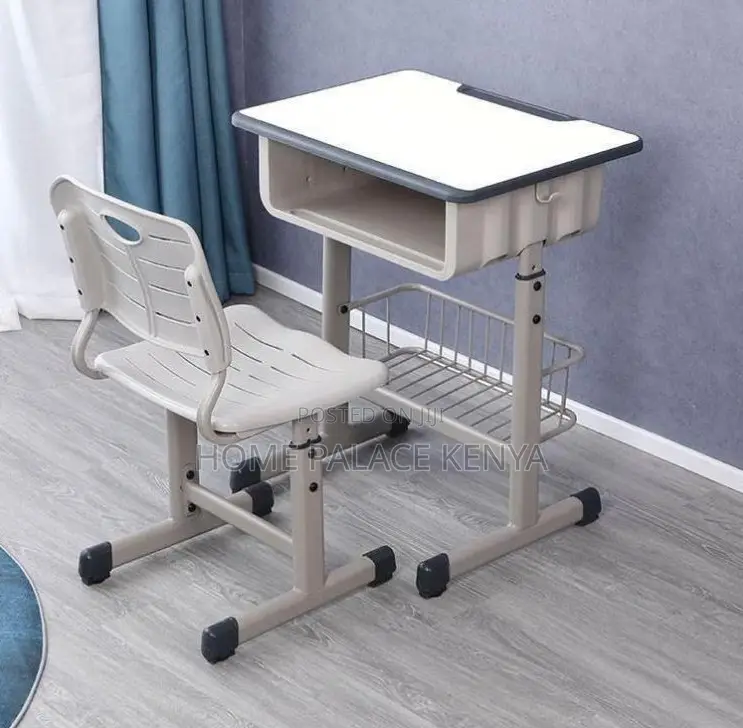 School Set: Height Adjustable Student Desk and Chair With Storage