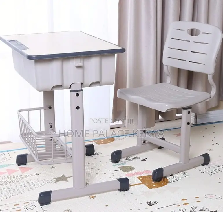 School Set: Height Adjustable Student Desk and Chair With Storage