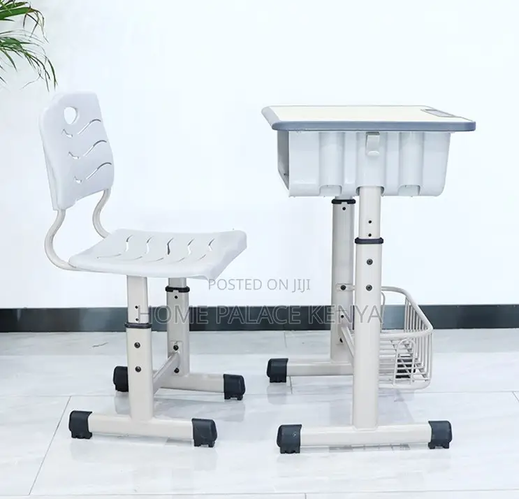 School Set: Height Adjustable Student Desk and Chair With Storage