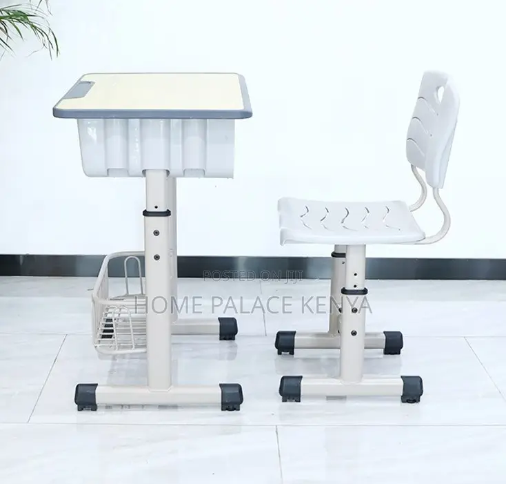 School Set: Height Adjustable Student Desk and Chair With Storage
