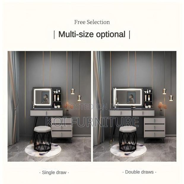Vanity Set : Modern Black and White Vanity Set With Lighting - thumbnail 5