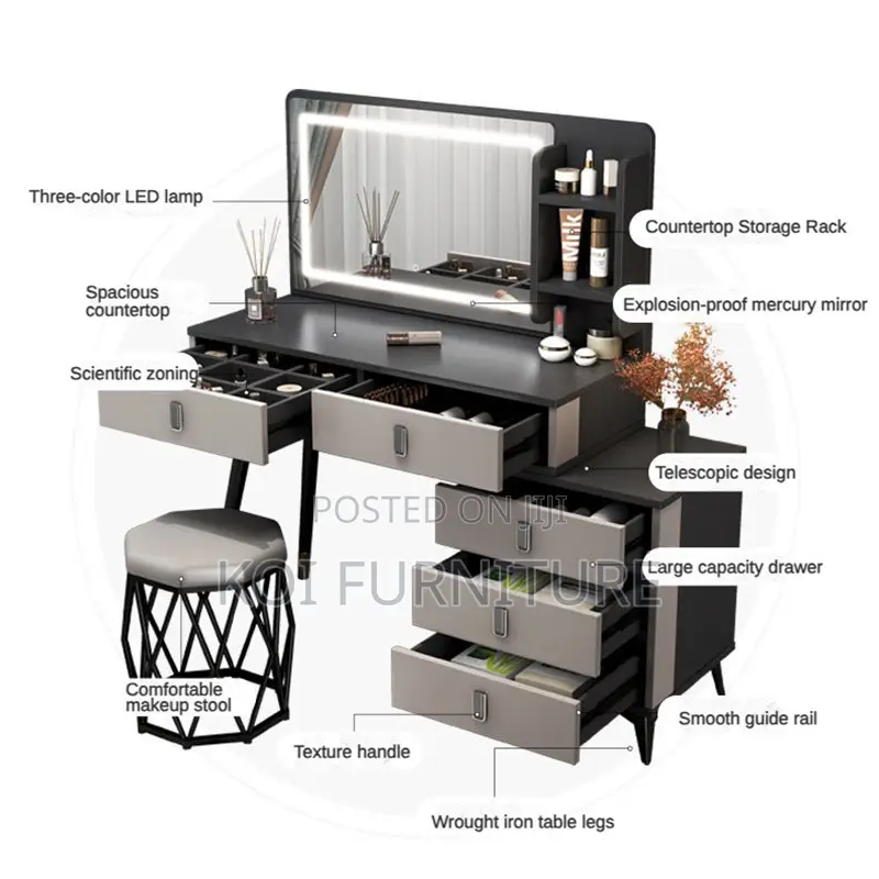 Vanity Set : Modern Black and White Vanity Set With Lighting
