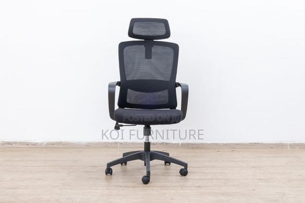 Office Chair : Black Mesh Ergonomic Office Chair -Adjustable Headrest - thumbnail 9