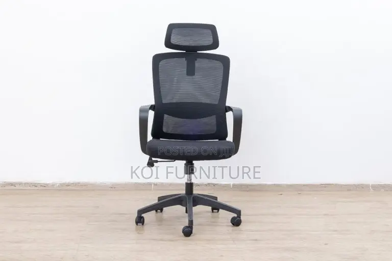 Office Chair : Black Mesh Ergonomic Office Chair -Adjustable Headrest