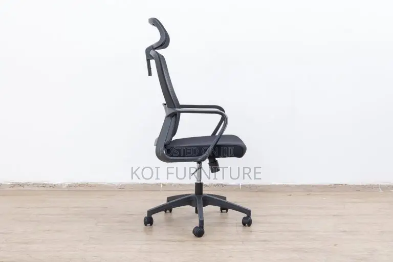Office Chair : Black Mesh Ergonomic Office Chair -Adjustable Headrest