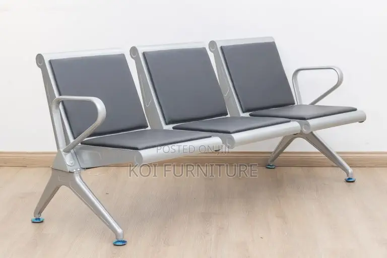 Office Bench : 3-Link Heavy-Duty Padded Office Waiting Bench