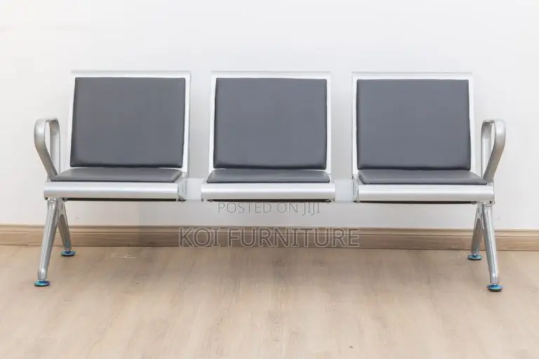 Office Bench : 3-Link Heavy-Duty Padded Office Waiting Bench