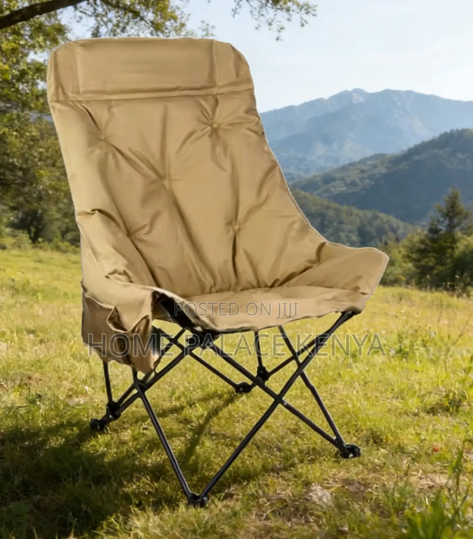 Camping Chair: Outdoor Foldable Moon Chair With Stainless Steel Frame