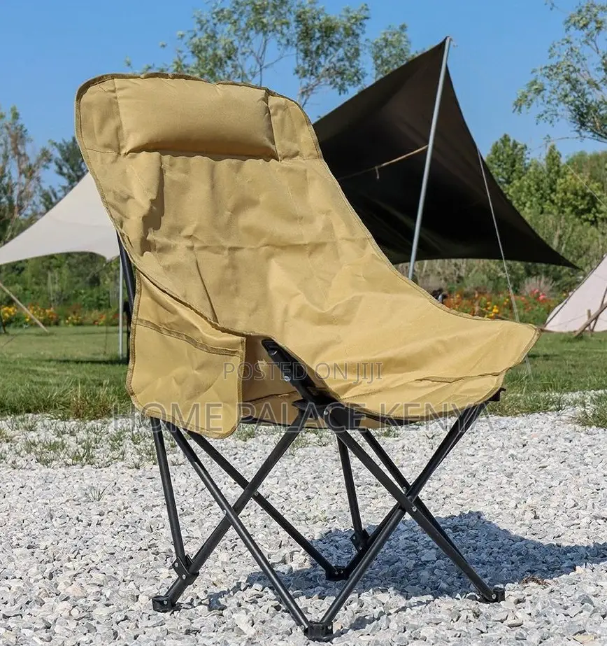 Camping Chair: Outdoor Foldable Moon Chair With Stainless Steel Frame