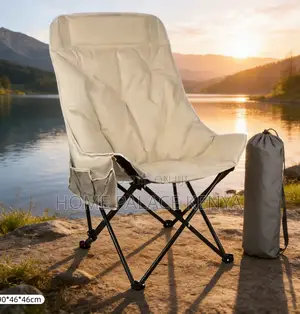 Camping Chair: Outdoor Foldable Moon Chair With Stainless Steel Frame