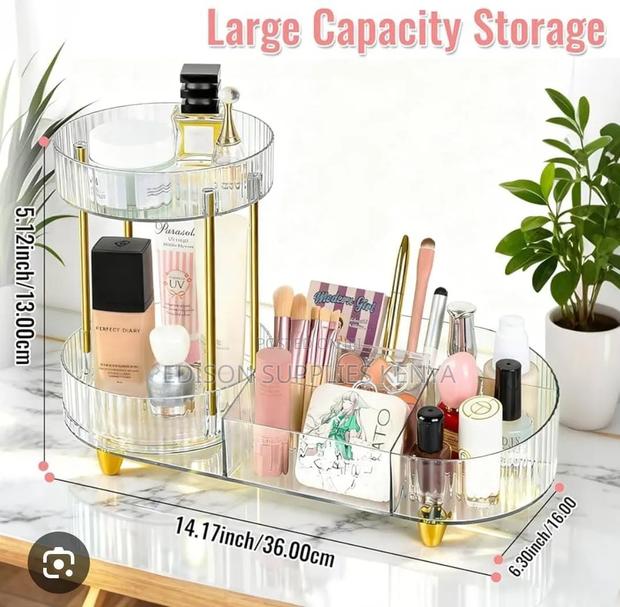 Rotating Makeup Organizer 2-Tier 360° Rotating Organizer Storage - thumbnail 2