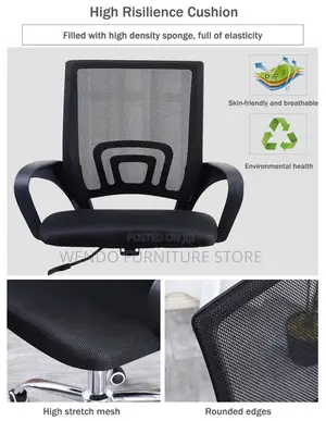 Office Chairs; Mesh Clerical Fabric Quality Chair With Armrest