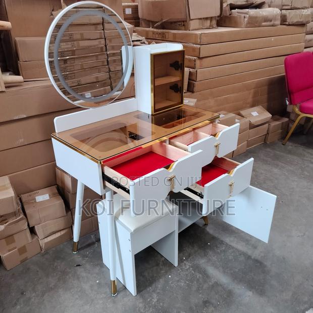 Vanity Set : Modern White Vanity Set With Tempered Glass Top - main view