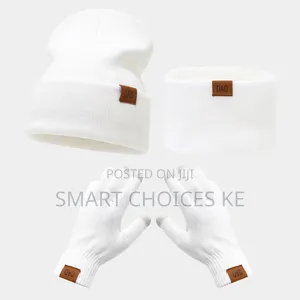 *3pcs Knitted Hat Beanie Cap Winter Cold Proof Hat Scarf Gloves Sets