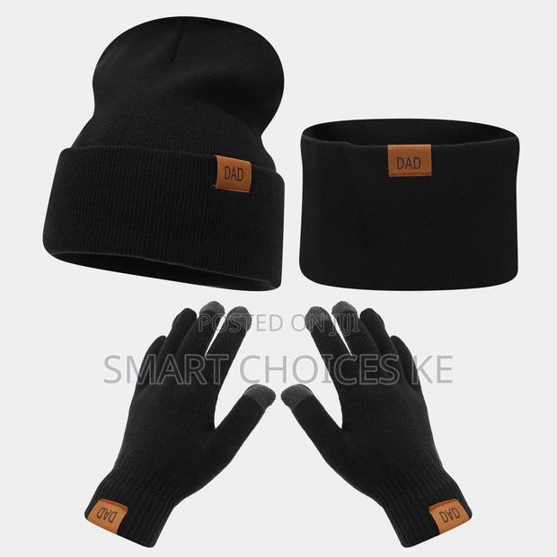 *3pcs Knitted Hat Beanie Cap Winter Cold Proof Hat Scarf Gloves Sets - thumbnail 4