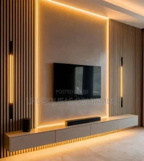 Wpc Fluted Wall Panel Tv Unit