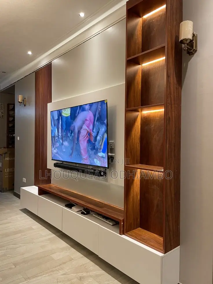Wpc Fluted Wall Panel Tv Unit