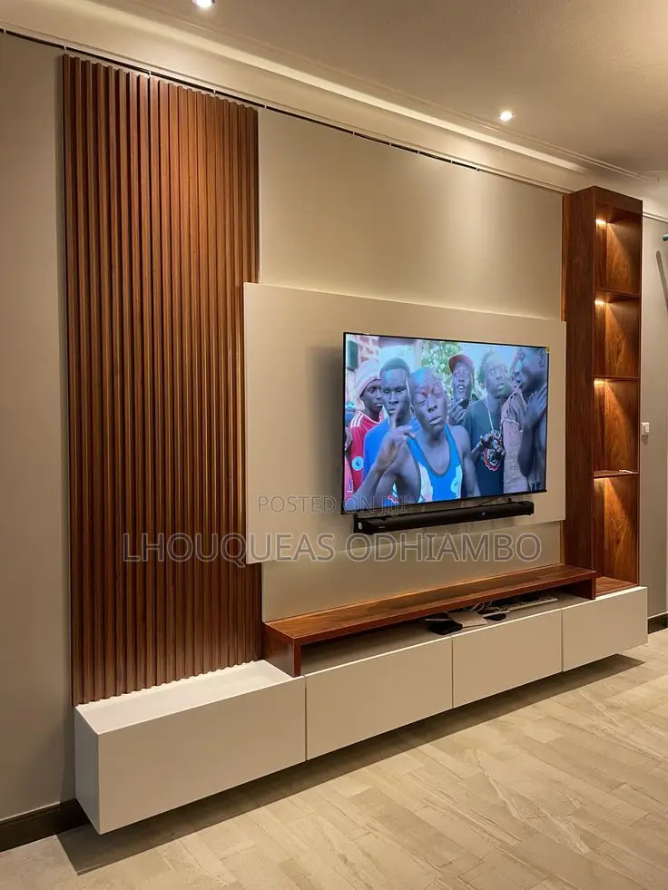 Wpc Fluted Wall Panel Tv Unit