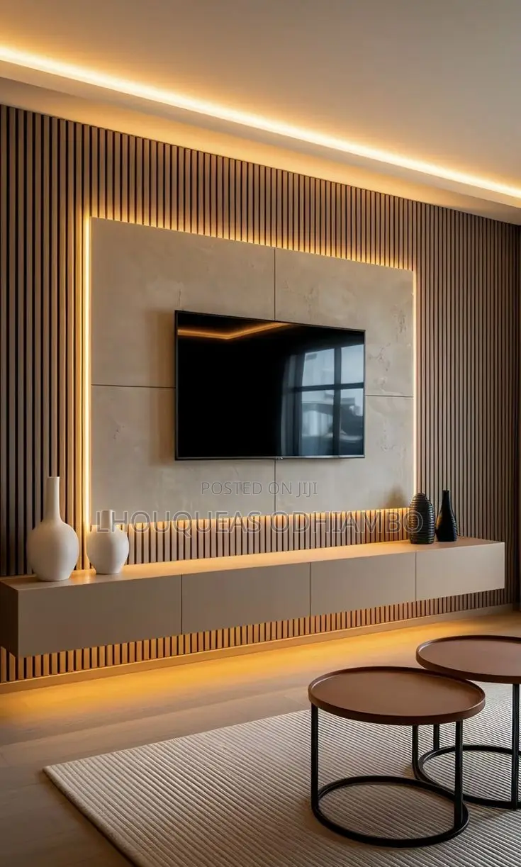 Wpc Fluted Wall Panel Tv Unit