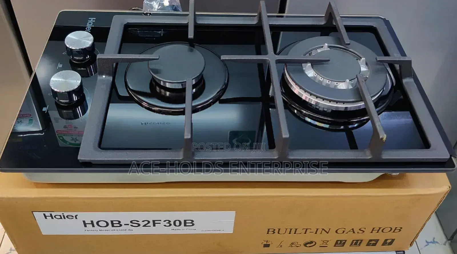 Haier 2-Burner Built-in Cooker – Black Glass (Hob-S2f30bt) | Efficient