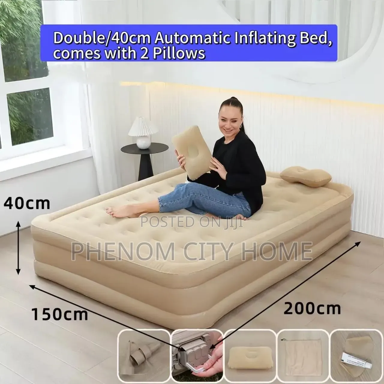 Inflatable Bed With Inflatable Pillows