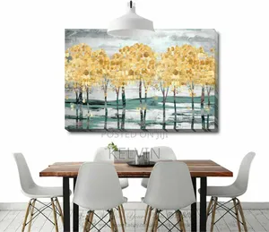A Large, Horizontal Canvas Print Featuring a Forest Landscape
