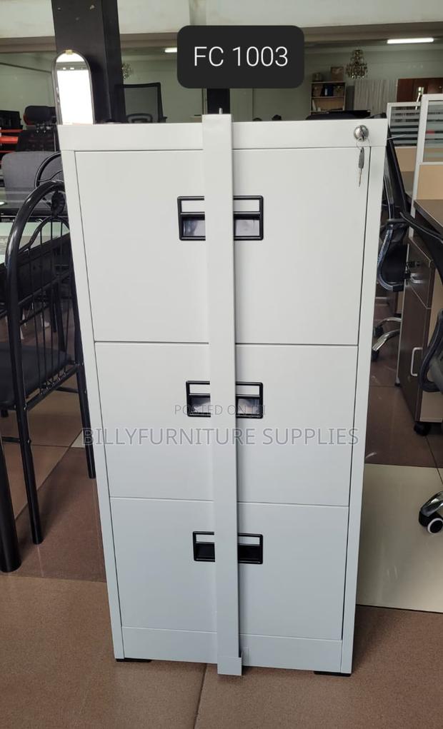 3 Drawer File Cabinet With Metallic Rod in Nairobi – Secure Storage