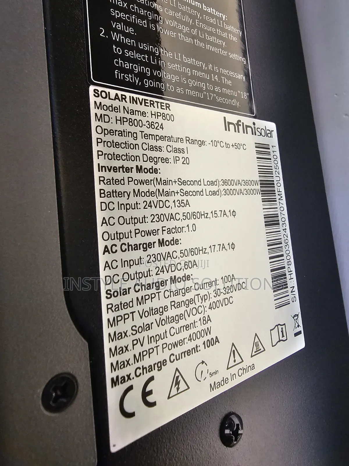 3.6kva Infinisolar Hybrid Inverter 60a MPPT Inbuilt Controller 400vdc