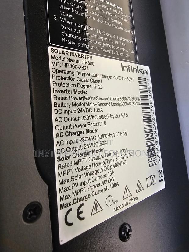 3.6kva Infinisolar Hybrid Inverter 60a MPPT Inbuilt Controller 400vdc - thumbnail 5