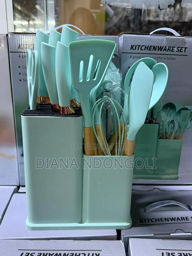 19pcs Silicone Spoons Consists Silicon's Spoon Knives Chopping Board - thumbnail 5