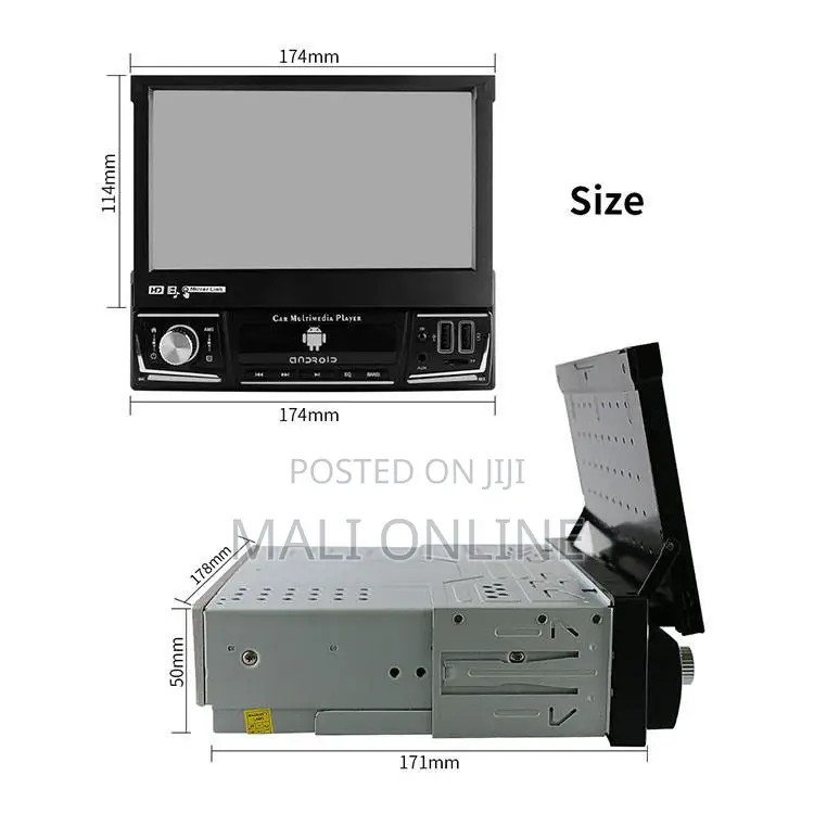 7 Inch Android 12 Car Stereo Retractable Ips Touch Screen Gps Wifi