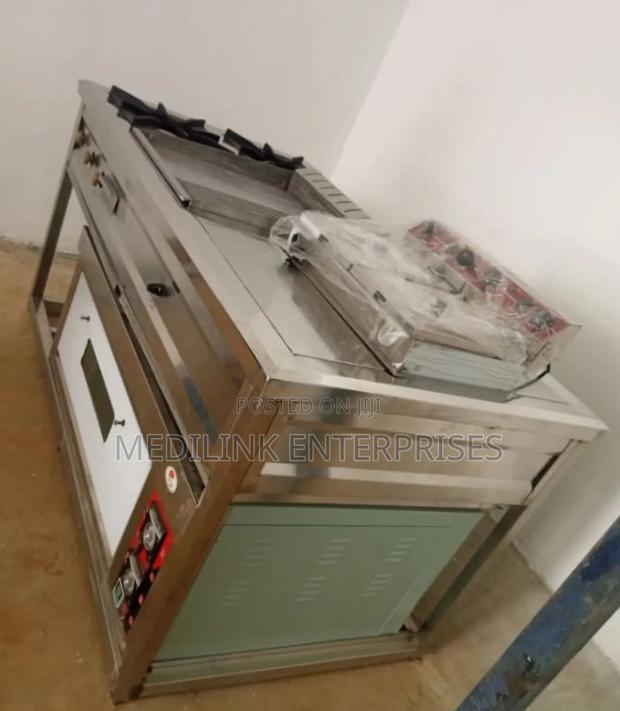 2-Burner+Grindle +Double Fryers +Oven Combined Cooker