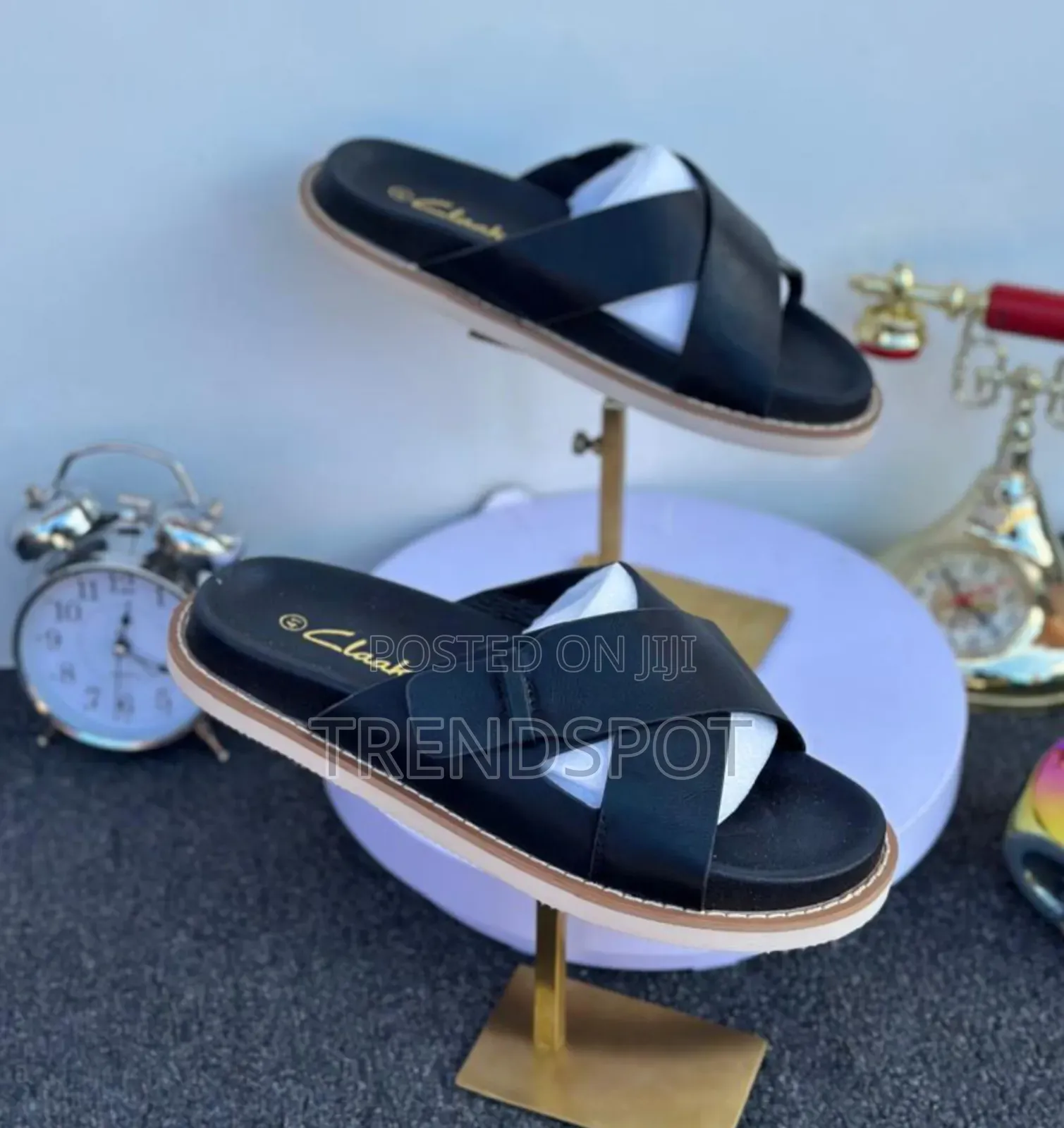 Clarks Leather Cross-Strap Sandal