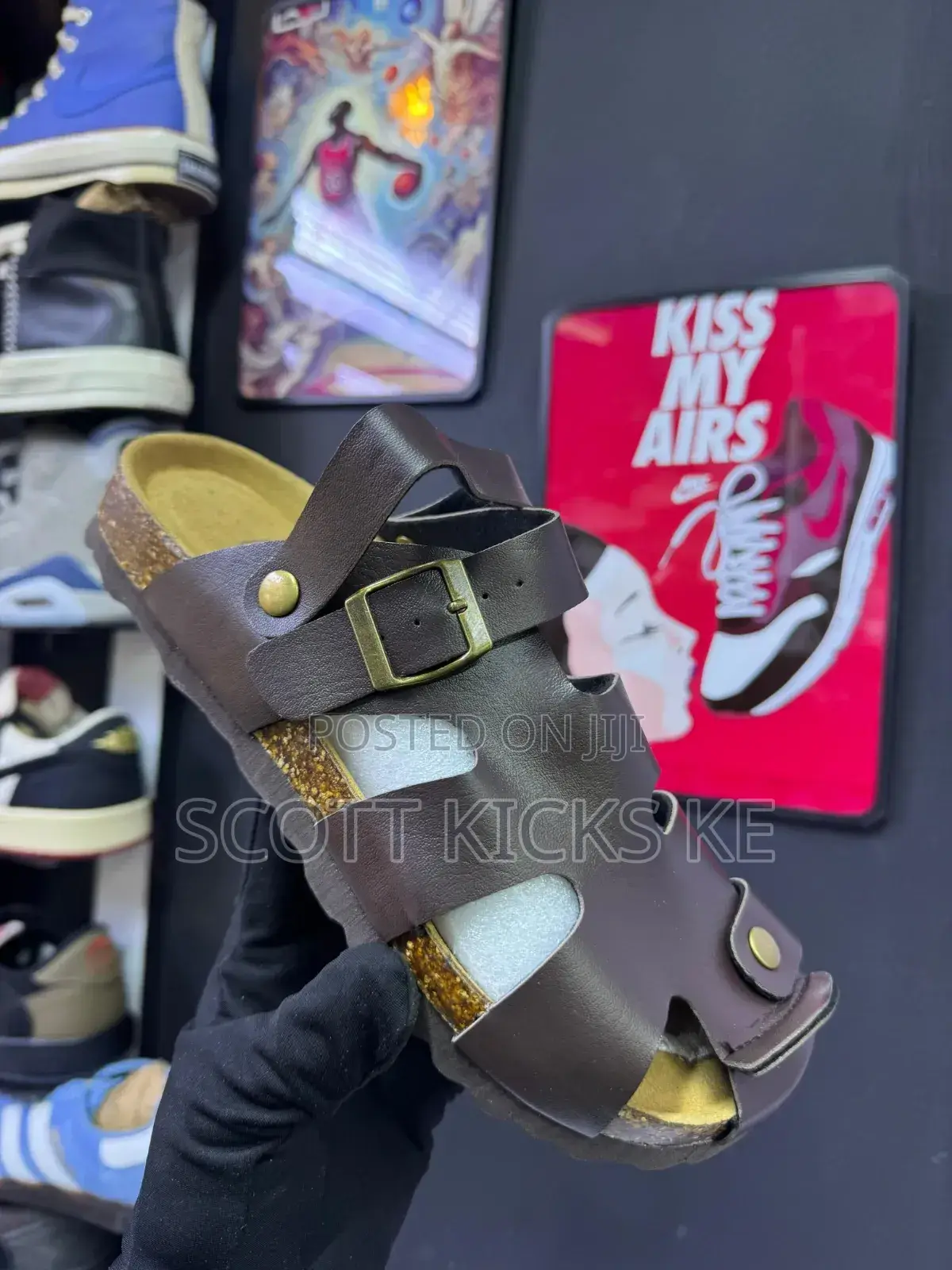 Buckle Leather Cork Sandals