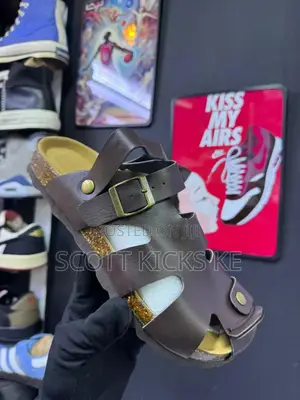 Buckle Leather Cork Sandals