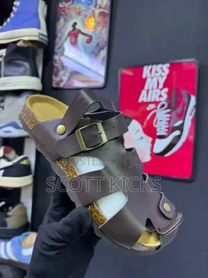 Buckle Leather Cork Sandals