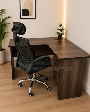 L Shaped Desk and Headrest Office Chair in Nairobi