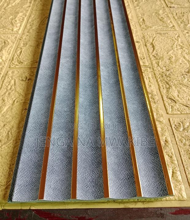 Premium Grey With Gold Groves Ps Fluted Accent Wall Board - main view