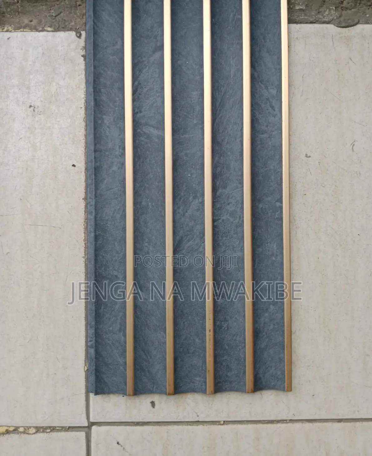 Premium Grey With Gold Groves Ps Fluted Accent Wall Board